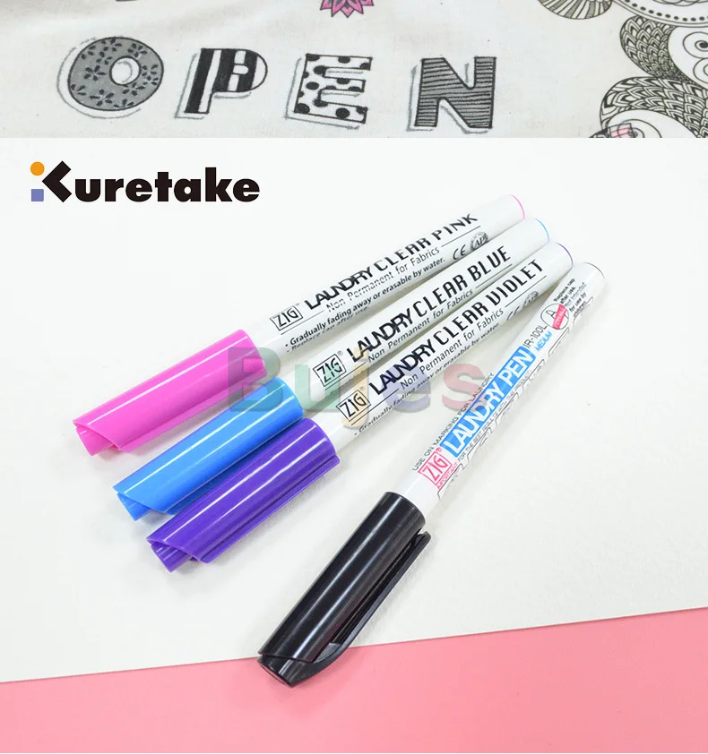 KURETAKE laundry pen,Temporary marker pen,0.7mm,Non Permanent for Fabrics,  washable marker pen,Art supplies